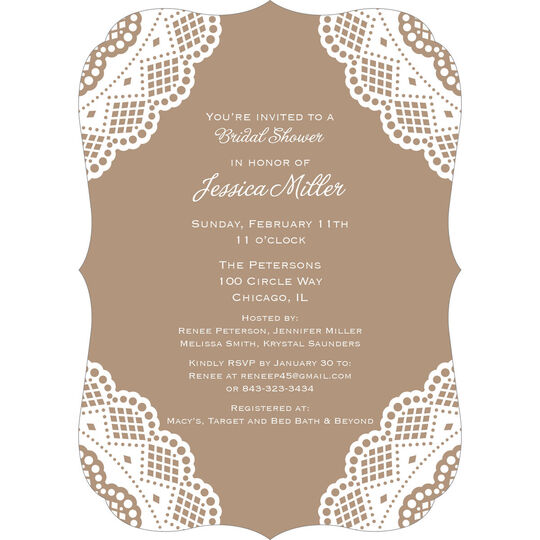 Tan Vintage Lace Invitations